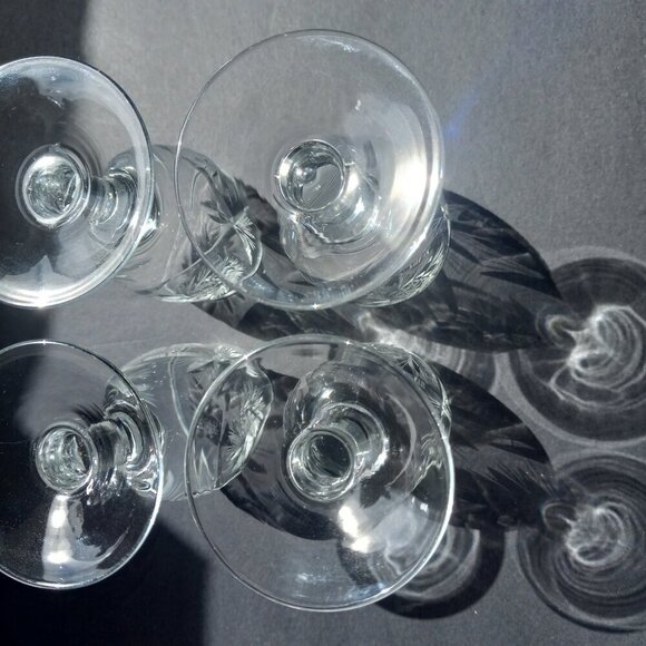 Crystal Liqueur Glasses Set of 4 Vintage Pinwheel Tulip Stemmed Glasses - Picture 8 of 9